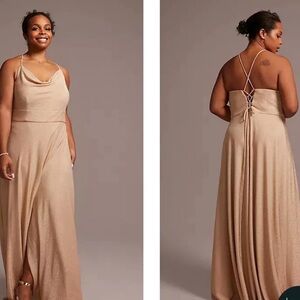 David’s Bridal Champagne Gold Bridesmaid Dress